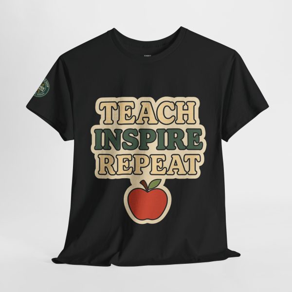 Inspire Teachers Tee - Unisex Heavy Cotton T-Shirt, Teach Inspire Repeat, Gift for Educators, Teacher Appreciation, Classroom Wear - Image 3