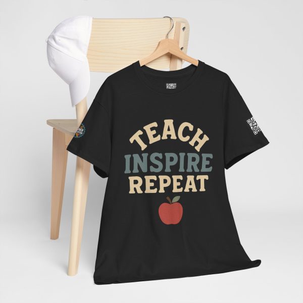 Inspire Teachers Tee - Unisex Heavy Cotton T-Shirt, Teach Inspire Repeat, Gift for Educators, Teacher Appreciation, Classroom Wear - Image 4