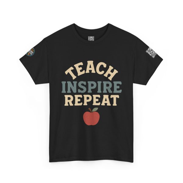 Inspire Teachers Tee - Unisex Heavy Cotton T-Shirt, Teach Inspire Repeat, Gift for Educators, Teacher Appreciation, Classroom Wear