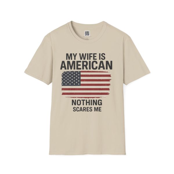 American Revival Unisex Softstyle T-Shirt - 'My Wify Is American' Design - Ideal for Father's Day and Independence Day - Image 5