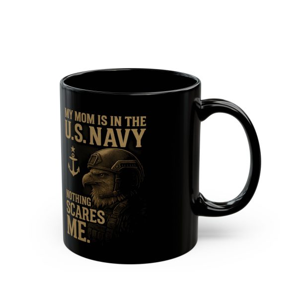 Black Mug - Proud Navy Mom Typography Design - Image 3