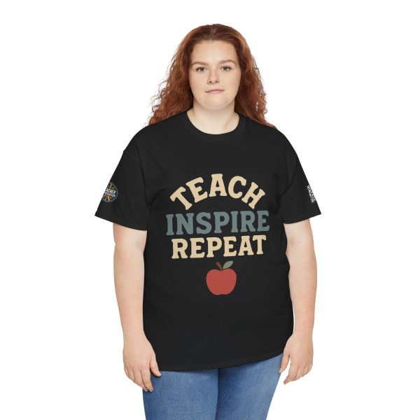 Inspire Teachers Tee - Unisex Heavy Cotton T-Shirt, Teach Inspire Repeat, Gift for Educators, Teacher Appreciation, Classroom Wear - Image 8