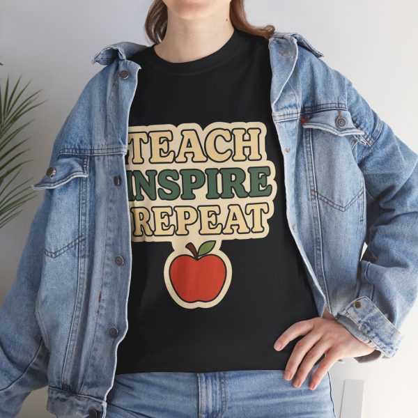 Inspire Teachers Tee - Unisex Heavy Cotton T-Shirt, Teach Inspire Repeat, Gift for Educators, Teacher Appreciation, Classroom Wear - Image 14