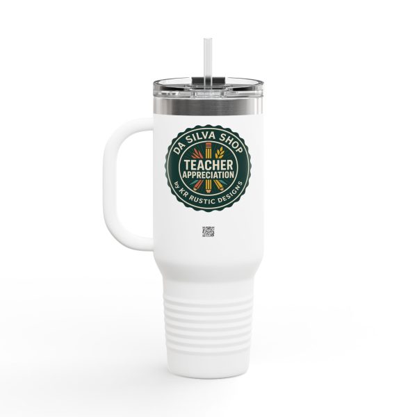 Instructional Coach Insulated Travel Mug, 40oz - Communicate Collaborate Celebrate Design - Image 4