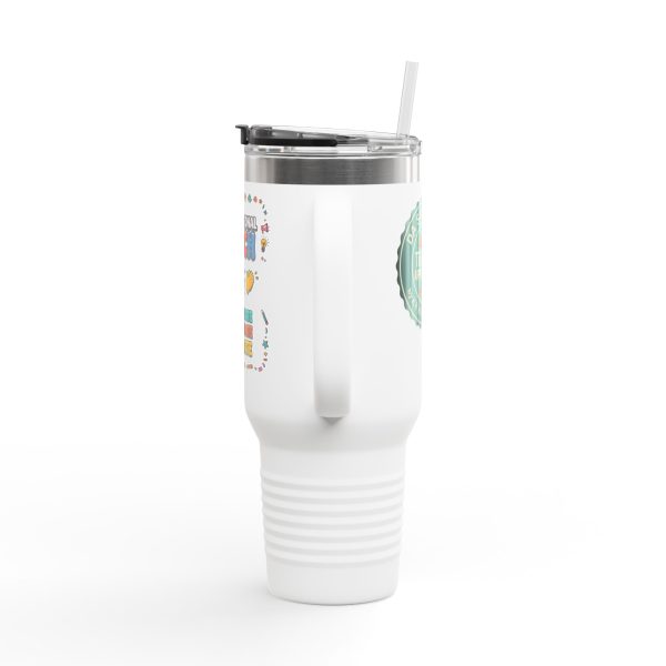 Instructional Coach Insulated Travel Mug, 40oz - Communicate Collaborate Celebrate Design - Image 3