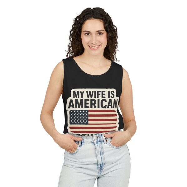 My Wife Is American – Patriotic Unisex Tank Top | Independence Day BBQ, Military Spouse Gift, Casual Summer Wear - Image 3