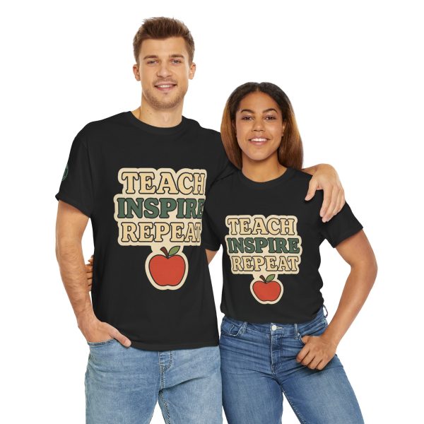 Inspire Teachers Tee - Unisex Heavy Cotton T-Shirt, Teach Inspire Repeat, Gift for Educators, Teacher Appreciation, Classroom Wear - Image 15
