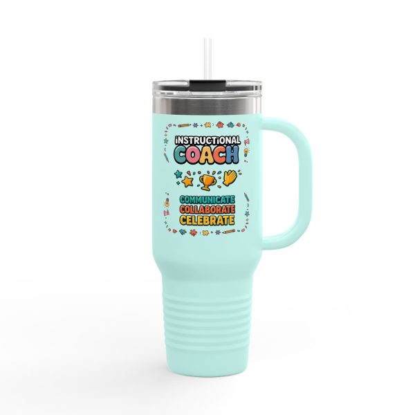 Instructional Coach Insulated Travel Mug, 40oz - Communicate Collaborate Celebrate Design - Image 6