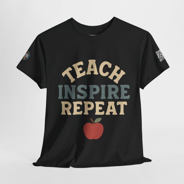 Inspire Teachers Tee - Unisex Heavy Cotton T-Shirt, Teach Inspire Repeat, Gift for Educators, Teacher Appreciation, Classroom Wear - Image 3