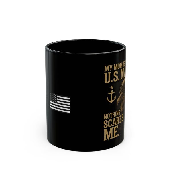 Black Mug - Proud Navy Mom Typography Design - Image 2