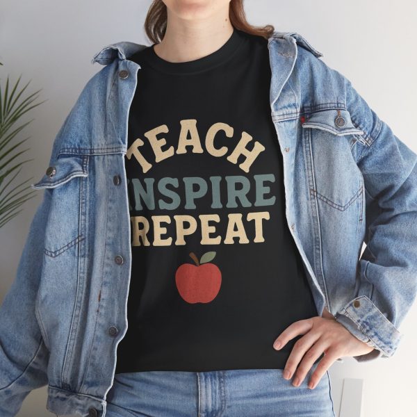 Inspire Teachers Tee - Unisex Heavy Cotton T-Shirt, Teach Inspire Repeat, Gift for Educators, Teacher Appreciation, Classroom Wear - Image 14