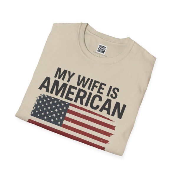 American Revival Unisex Softstyle T-Shirt - 'My Wify Is American' Design - Ideal for Father's Day and Independence Day - Image 8