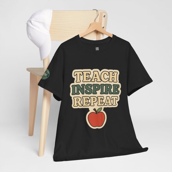 Inspire Teachers Tee - Unisex Heavy Cotton T-Shirt, Teach Inspire Repeat, Gift for Educators, Teacher Appreciation, Classroom Wear - Image 4