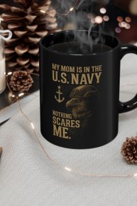 Black Mug - Proud Navy Mom Typography Design