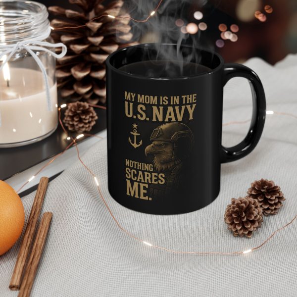 Black Mug - Proud Navy Mom Typography Design