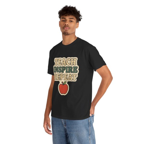Inspire Teachers Tee - Unisex Heavy Cotton T-Shirt, Teach Inspire Repeat, Gift for Educators, Teacher Appreciation, Classroom Wear - Image 7