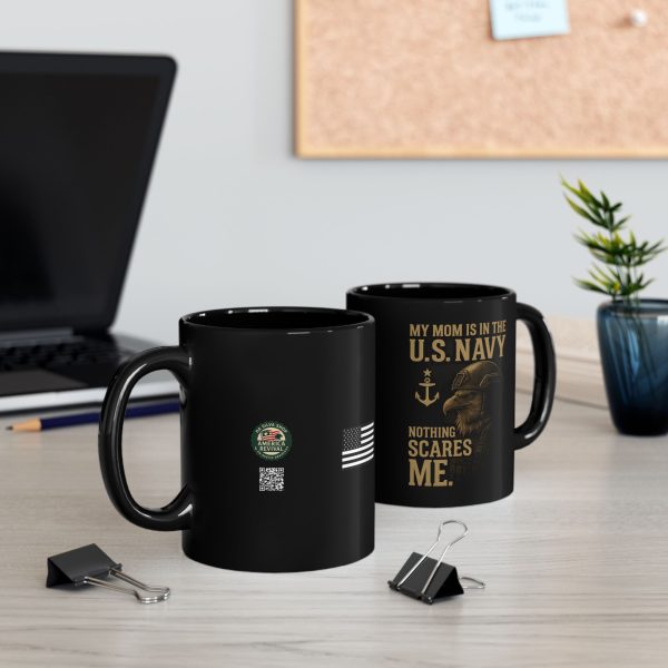 Black Mug - Proud Navy Mom Typography Design - Image 6