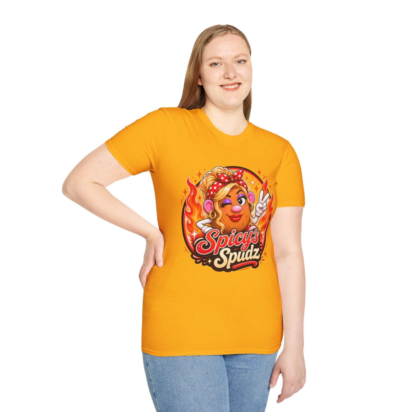 Spicy's Spudz T‑Shirt — Retro Pinup Potato Graphic Tee - Image 3