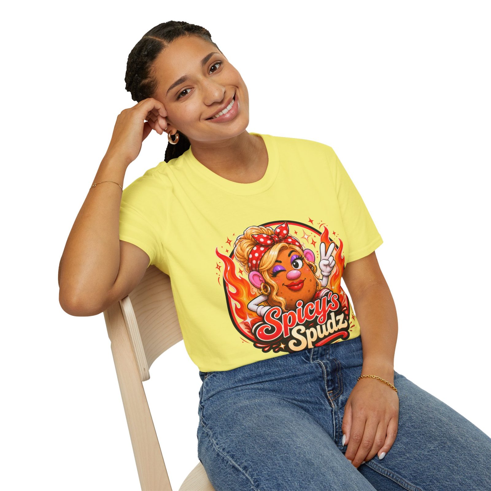 Spicy's Spudz T‑Shirt — Retro Pinup Potato Graphic Tee - Image 4
