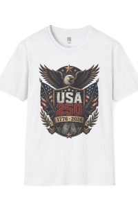 T-Shirt — Vintage USA Eagle Shield Patriotic 250th Anniversary (1776–2026)